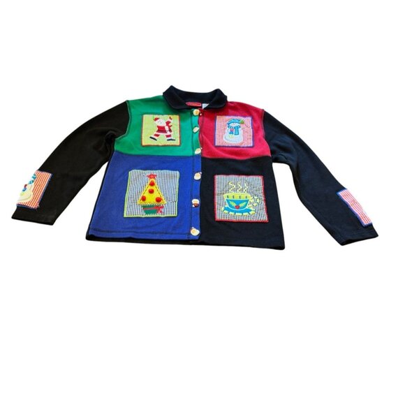 Onque Casuals Vintage Christmas Theme Cardigan Sweater S - Picture 10 of 10